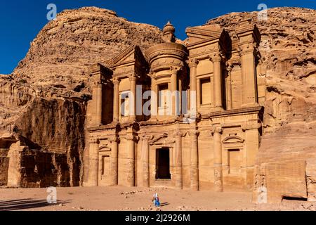 L'esterno del monastero 'al-Deir', Petra, Giordania. Foto Stock