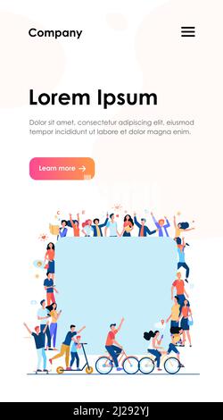 Diverse persone multiculturali nell'illustrazione vettoriale crowd flat. I personaggi dei cartoni animati nella comunità sociale che comunicano insieme. Popolazione e societ Illustrazione Vettoriale