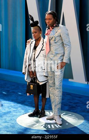 Beverly Hills, California. 27th Mar 2022. Janicza Bravo, Jeremy o Harris al After-party per Vanity Fair Oscar Party - Arrivi 1, Wallenberg Center for the Performing Arts, Beverly Hills, CA 27 marzo 2022. Credit: Priscilla Grant/Everett Collection/Alamy Live News Foto Stock