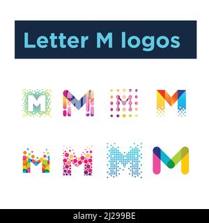 Set di modelli di design con logo lettera M. Illustrazione Vettoriale