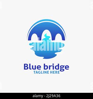 Design ispirato al logo Blue Bridge Illustrazione Vettoriale