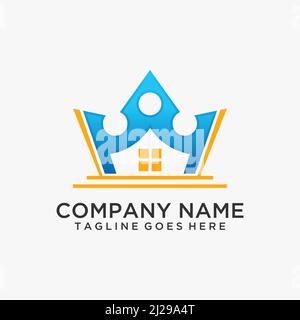 Logo della casa con letto king size Illustrazione Vettoriale