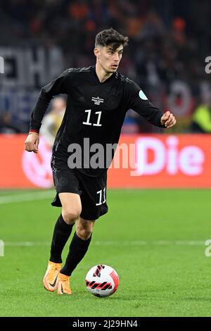 Amsterdam, Paesi Bassi. 29th Mar 2022. Calcio: Internazionali, Paesi Bassi - Germania, Johann Cruyff Arena. Kai Havertz in azione in Germania. Credit: Federico Gambarini/dpa/Alamy Live News Foto Stock