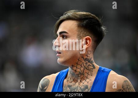 Campione del mondo Nicola BARTOLINI (ITA) con tatuaggi, ritratto, ginnastica, DTB Cup, Porsche Arena, Stoccarda, Baden-Wuerttemberg, Germania Foto Stock