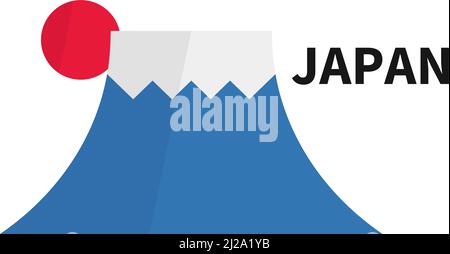 Monte Fuji e il sole nascente. Simboli del Giappone. Vettore modificabile. Illustrazione Vettoriale