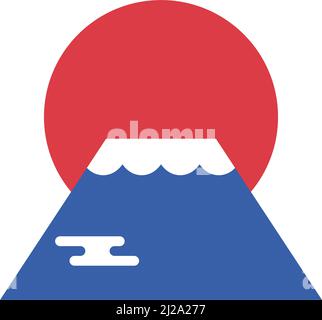 Alba e Monte Fuji. Vettore modificabile. Illustrazione Vettoriale