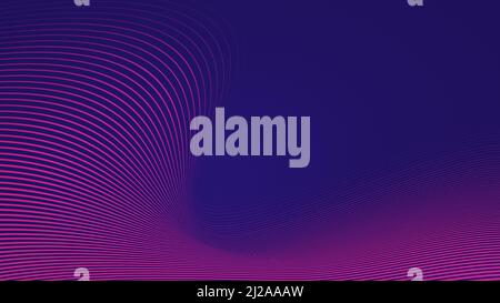 Righe rosa ondulate su sfondo viola o blu scuro. Sfondo astratto moderno e trendy in risoluzione 4K. Schema di linee fluide. Foto Stock