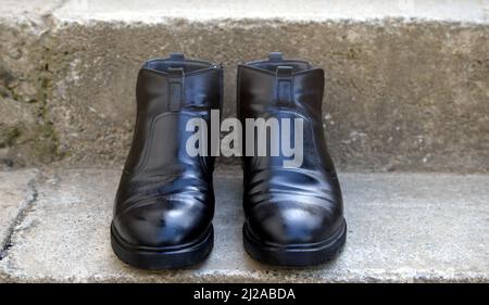 Stivali da uomo Just Polished Shining Black . Foto Stock