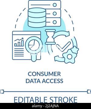 Icona di concetto turchese per l'accesso ai dati dei consumatori Illustrazione Vettoriale