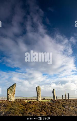 L'anello di cerchio di pietra neolitica di Brodgar, Orkney, Regno Unito Foto Stock