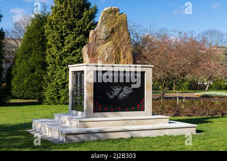 Falklands National Monument, Alexandra Gardens, Cathays Park, Cardiff, Galles Foto Stock