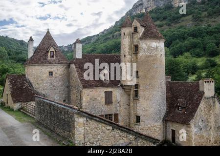 Autoire (Francia meridionale): Castello di Limargue. Villaggio assegnato l'etichetta ÒLes più beaux Villages de FranceÓ (i villaggi più belli in Francia) Foto Stock