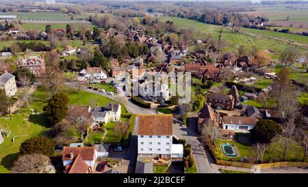 Veduta aerea del villaggio di Wickhambreaux,. Kent Foto Stock