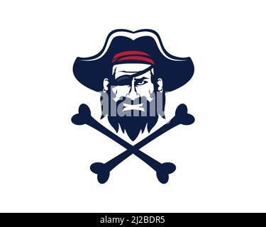 Pirati testa o Capitano testa Mascot Illustrazione Vettoriale