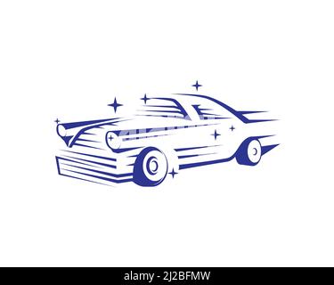 Auto d'epoca, autolavaggio e veicolo frizzante Illustrazione Vettoriale