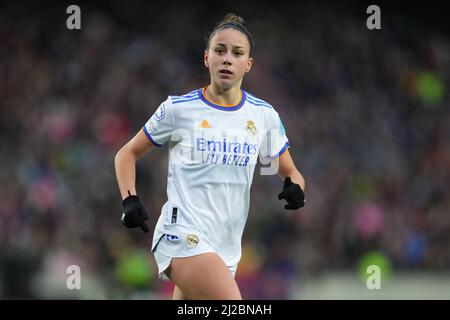 Athenea del Castillo del Real Madrid durante la partita della UEFA WomenÕs Champions League tra il FC Barcelona e il Real Madrid disputata al Camp Nou Stadium il 30 marzo 2022 a Barcellona, Spagna. (Foto di Bagu Blanco / PRESSINPHOTO) Foto Stock