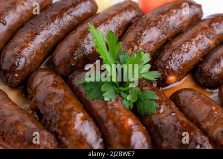 Primo piano libanese food beef makanek Foto Stock