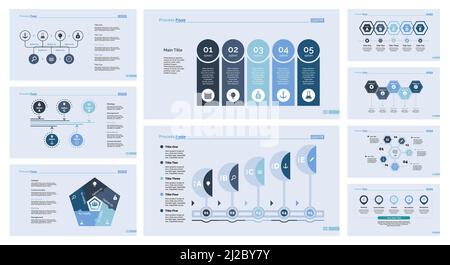 Il set di progettazione infografica può essere utilizzato per il layout del flusso di lavoro, il diagramma, il report annuale, la presentazione, il web design. Concetto di business e gestione con processo Foto Stock