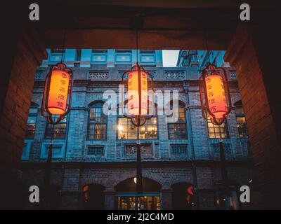 Lanterne tradizionali in Dihua Street, Taipei Foto Stock