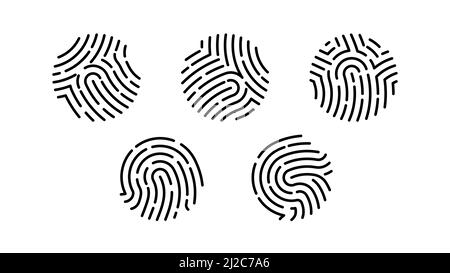 Set di tre impronte rotonde di una mano. Tacche bianche e nere. Stampe in bundle per la progettazione di interfacce utente, banner, interfacce, pubblicità. vecto moderno Illustrazione Vettoriale