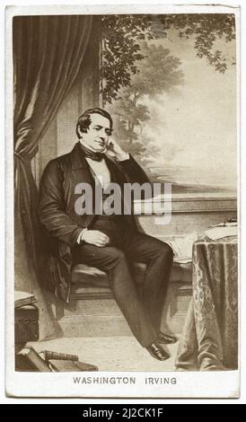 Ritratto dello scrittore americano Washington Irving (1783 - 1859), 1855. Basato su un daguerreotipo di John Plumbe (1809 - 1857). Foto Stock