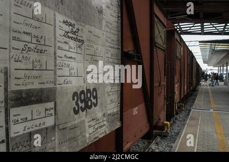 Roma, Italia 26/01/2004: Treno commemorativo dell'Olocausto, stazione Tiburtina. ©Andrea Sabbadini Foto Stock