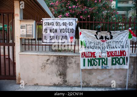 Palermo, Italia 19/07/2012: Ventesimo anniversario dei massacri del '92. Presidio in via D'Amelio. ©Andrea Sabbadini Foto Stock