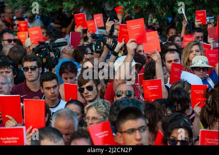 Palermo, Italia 19/07/2012: Ventesimo anniversario dei massacri del '92. Presidio in via D'Amelio. ©Andrea Sabbadini Foto Stock