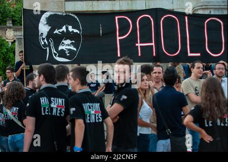 Palermo, Italia 19/07/2012: Ventesimo anniversario dei massacri del '92. Fiaccolata organizzata da giovani Italia. ©Andrea Sabbadini Foto Stock