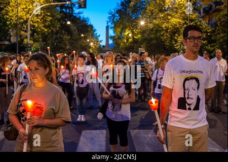 Palermo, Italia 19/07/2012: Ventesimo anniversario dei massacri del '92. Fiaccolata organizzata da giovani Italia. ©Andrea Sabbadini Foto Stock