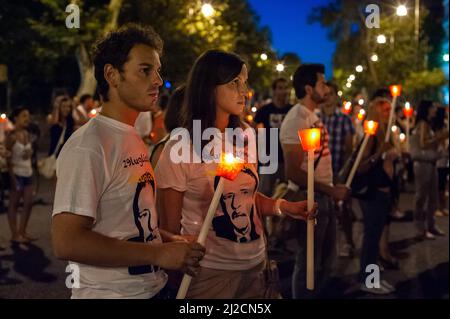 Palermo, Italia 19/07/2012: Ventesimo anniversario dei massacri del '92. Fiaccolata organizzata da giovani Italia. ©Andrea Sabbadini Foto Stock