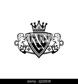 Lettera del logo QQ Monogram con semplice design a corona. Lussuoso monogramma, logo di lusso leone, Illustrazione Vettoriale