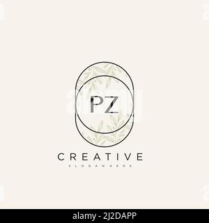 PZ Initial Letter Flower Logo Template vettore premium Illustrazione Vettoriale