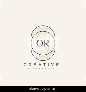 QR Initial Letter Flower Logo Template vettore premium Illustrazione Vettoriale