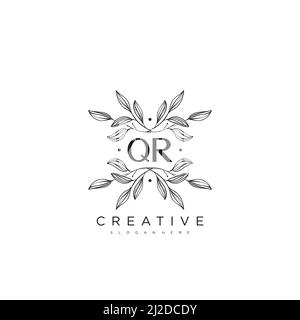 QR Initial Letter Flower Logo Template vettore premium Illustrazione Vettoriale