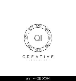 QI Initial Letter Flower Logo Template vettore premium Illustrazione Vettoriale