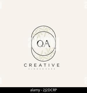 QA Initial Letter Flower Logo Template vettore premium Illustrazione Vettoriale