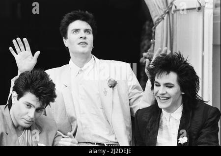 Photo-Call, A View to a Kill, nuovo film di James Bond, con brano a tema del gruppo musicale Duran Duran, 13th giugno 1985. Foto Stock