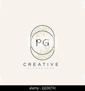 PG Initial Letter Flower Logo Template vettore premium Illustrazione Vettoriale