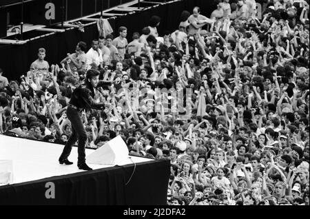 George Michael del duo pop Wham!, al concerto di addio intitolato The Final. Stadio di Wembley, 28th giugno 1986. Foto Stock