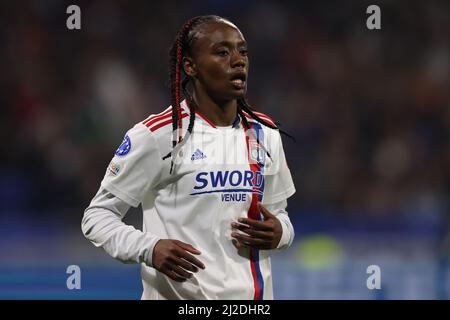 Lione, Francia, 31st marzo 2022. Melvin Malard di Lione durante la partita della UEFA Womens Champions League al Groupama Stadium di Lione. Il credito d'immagine dovrebbe essere: Jonathan Moscrop / Sportimage Credit: Sportimage/Alamy Live News Foto Stock