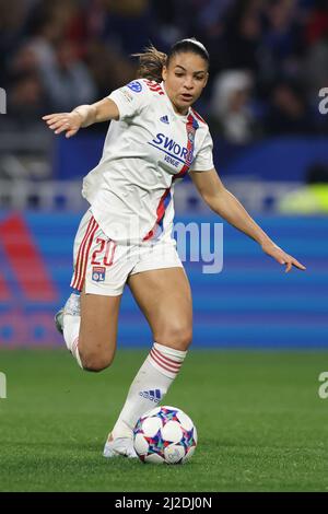 Lione, Francia, 31st marzo 2022. Delphine Cascarino di Lione durante la partita della UEFA Womens Champions League al Groupama Stadium di Lione. Il credito d'immagine dovrebbe essere: Jonathan Moscrop / Sportimage Credit: Sportimage/Alamy Live News Foto Stock