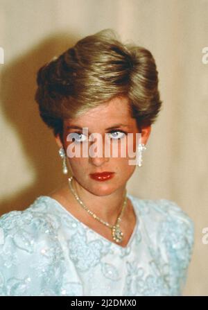 Principe e Principessa di Galles, Medio Oriente Tour Novembre 1986. I nostri spettacoli di foto ... Principessa Diana, udienza con l'Amir del Qatar, sabato 15th novembre 1986. Foto Stock