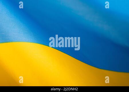 Bandiera dell'Ucraina. Colori blu e giallo. Primo piano, sfondo Foto Stock