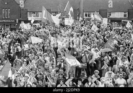 Liverpool FC, Homecoming Victory Parade dopo aver vinto la fa Cup, e aver completato una doppia League and Cup, domenica 11th maggio 1986. Foto Stock