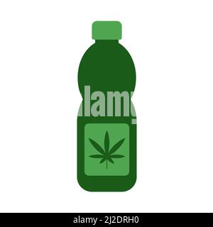 Icona del vettore della bevanda a base di cannabis su sfondo bianco Illustrazione Vettoriale