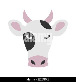 Icona vettore testa di vacca su sfondo bianco Illustrazione Vettoriale