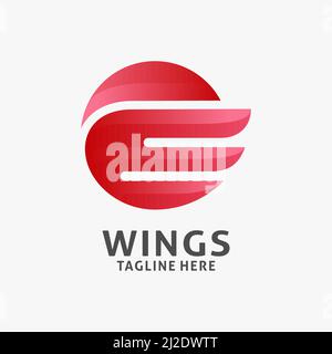 design con logo wing in design circolare Illustrazione Vettoriale