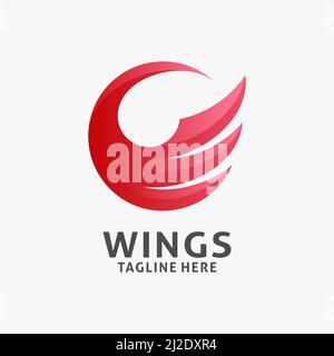 design con logo wing in design circolare Illustrazione Vettoriale