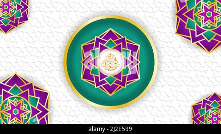 banner modello social media, saluto ramadan kareem Illustrazione Vettoriale